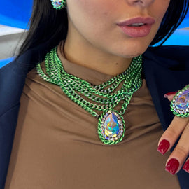 Necklace - BE155-C180-GREEN