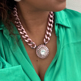 Necklace - BE151-C105-PINK