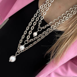 Necklace - BE028-C120-SILVER