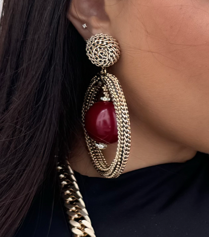 Earrings - BE105-O150-RED