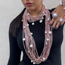 Necklace - BE144-C195-PINK