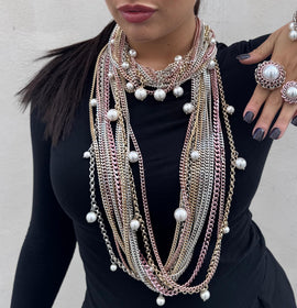 Necklace - BE145-C195-PINK