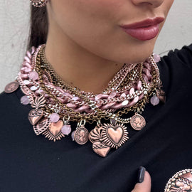 Necklace - BE141-C240-PINK