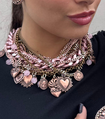 Necklace - BE141-C240-PINK